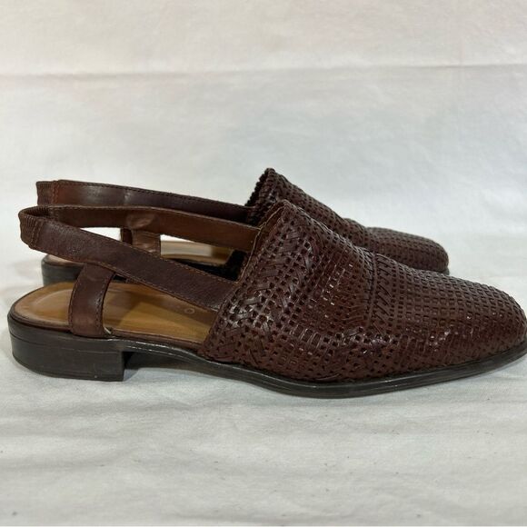 Brown Woven Leather Slingbacks - Picture 5 of 8